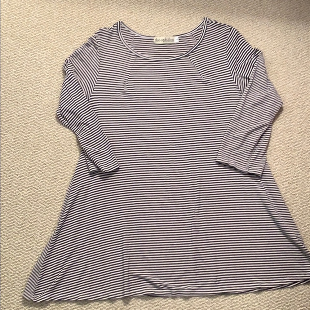 Black and white striped tunic by Theophilus